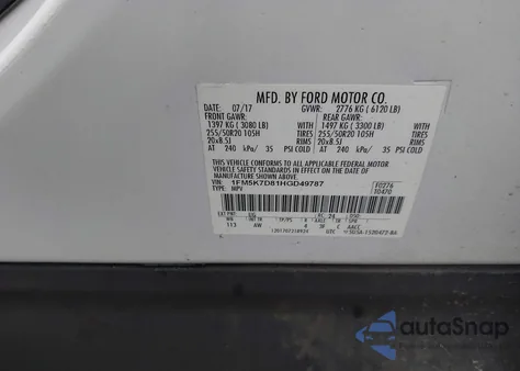 2017 Ford Explorer Xlt from USA, damaged, VIN 1FM5K7D81HGD49787